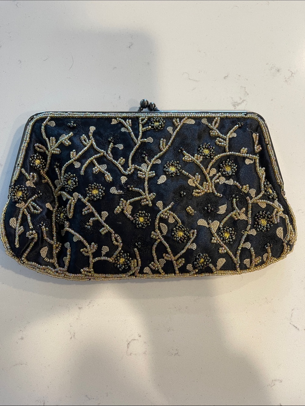 Vintage Lancôme Satin Beaded Evening Clutch/Bag